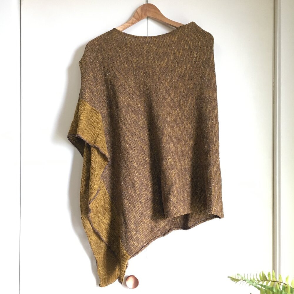 Bill Baber Scotland Linen Cotton Knit Cape Shawl Harvest Gold One Size - Picture 10 of 16